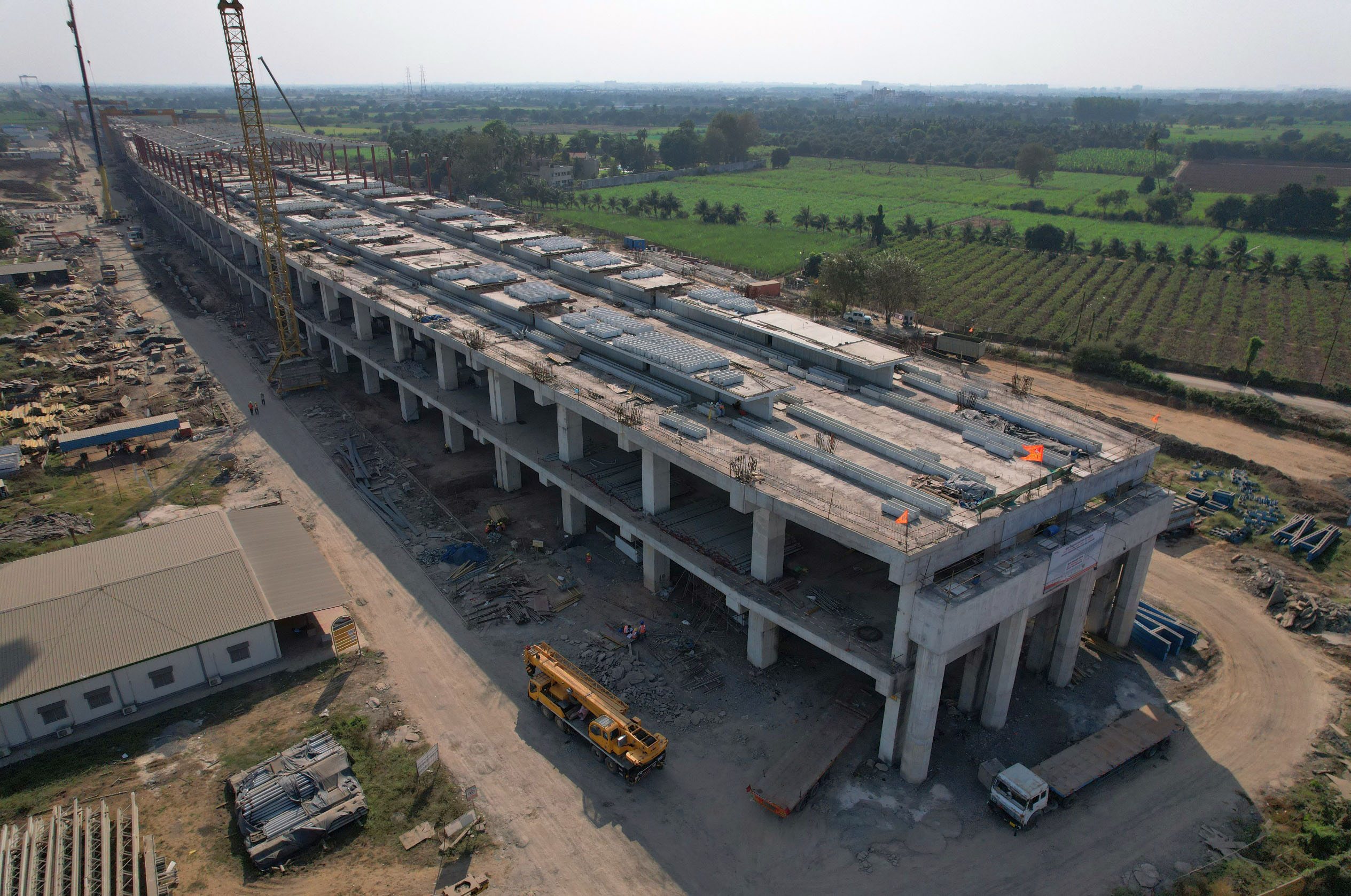Work in Progress at Surat Bullet Train Station, Surat District, February 2024